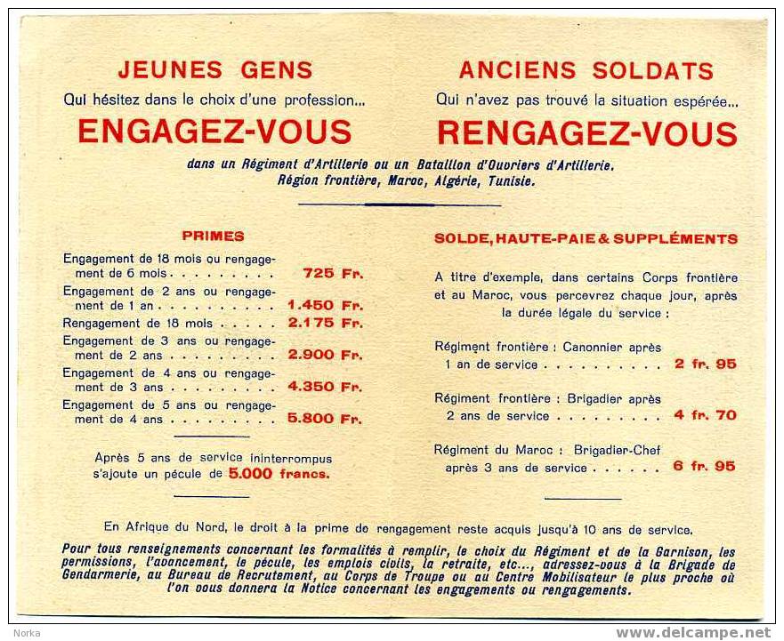 ENGAGEZ-VOUS Dans L'Artillerie. 1930. - Autres & Non Classés