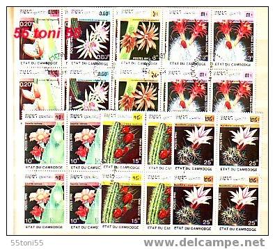 CAMBODGE  1990  FLOWERS  Cactus  7v-used   X 4 - Cactussen