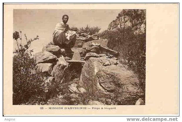 ETHIOPIE- Ref No 23- Mission D Abyssinie - Piege A Leopard- Theme Chasse   - Bon Etat - Ethiopie