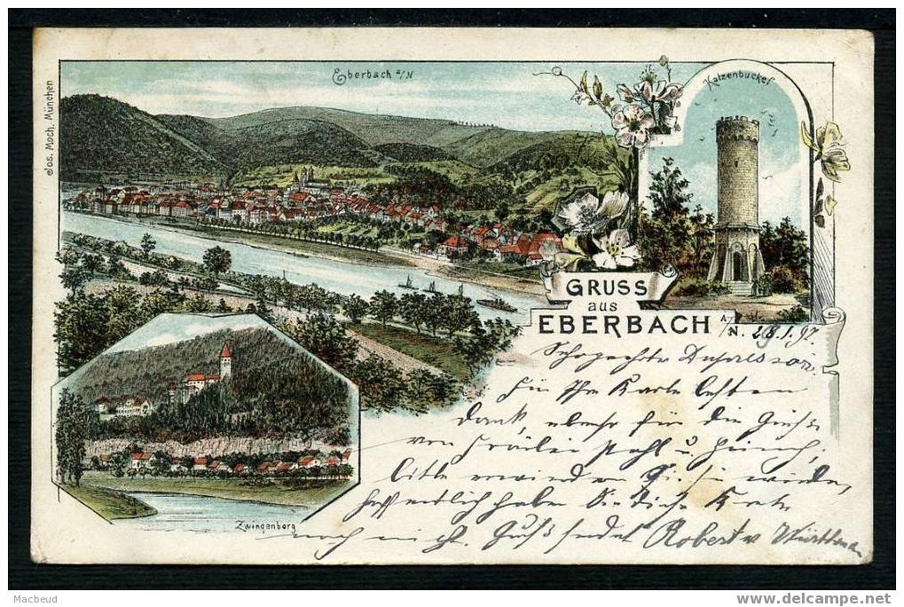 1897 - GRUSS AUS EBERBACH - Litho - Eberbach