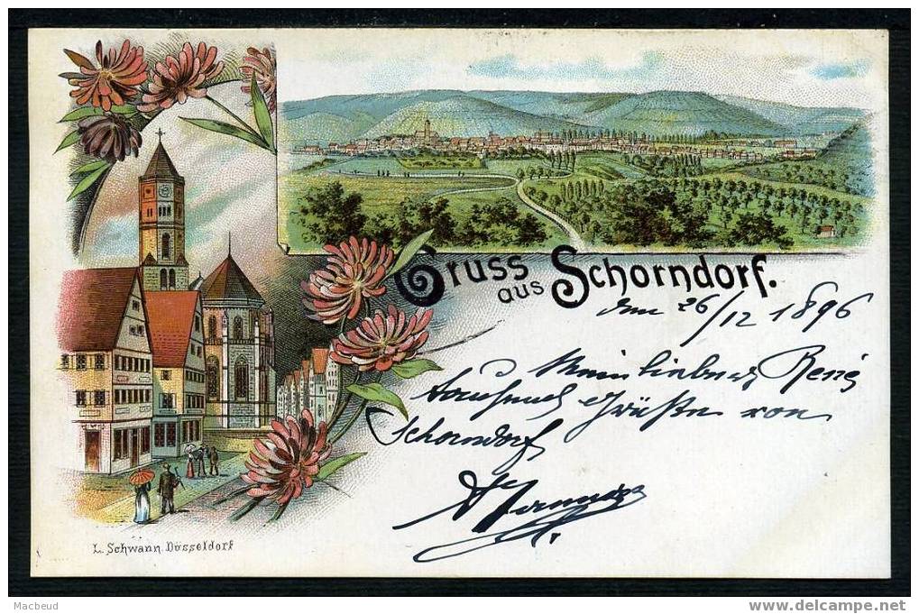 1896 - GRUSS AUS SCHORNDORF - Litho - Schorndorf