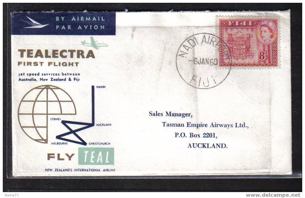 BOL1493 - FIJI TEALECTRA , Jet Speed Services 1st Flight . 1959 : TAPPA A AUCKLAND - Fiji (1970-...)