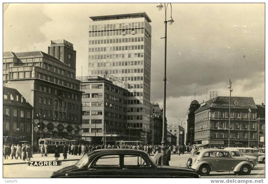 CROATIE - ZAGREB - Carte Photo - Automobiles - Tramway - Kroatië