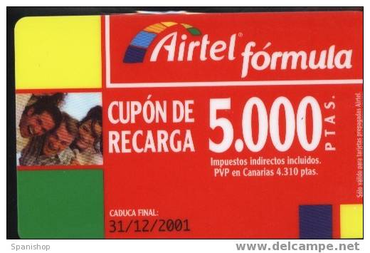 Airtel ACR-055/2 Friends 5000 Ptas 31/12/2001 Hard. Rasca Plata - Airtel