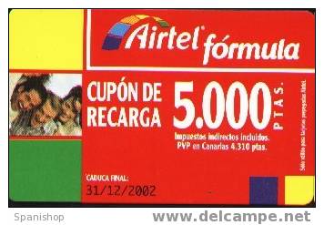 Airtel ACR-056/? ( NO CATALOGADA) Friends 5000 Ptas 31/12/2002 Soft. Nº Serie Codigo Barras - Airtel