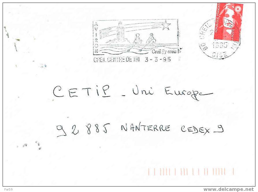 CANOE AVIRON  OBLITERATION TEMPORAIRE FRANCE 1995 CREIL - Canoa