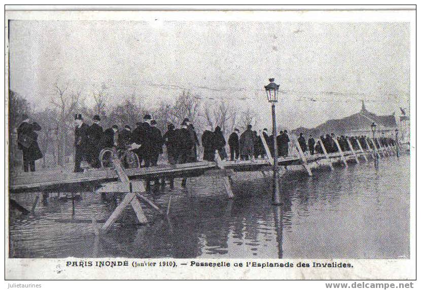 Paris Anondé(janvier 1910)passerelle De L'esplanade Des Invalides Cpa Bon état - Floods