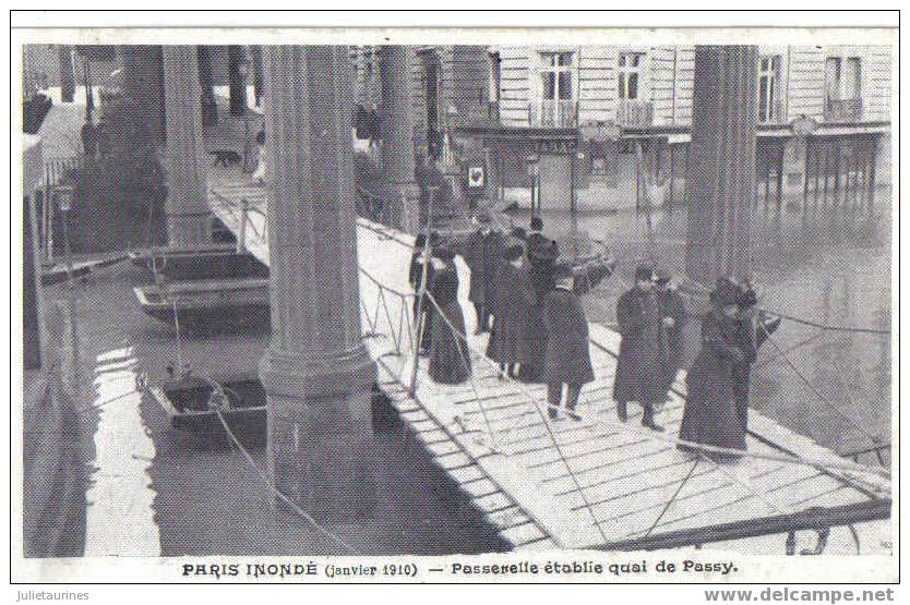 Paris Anondé(janvier 1910) Passerelle établie Quai De Passy Cpa Bon état - Inondations