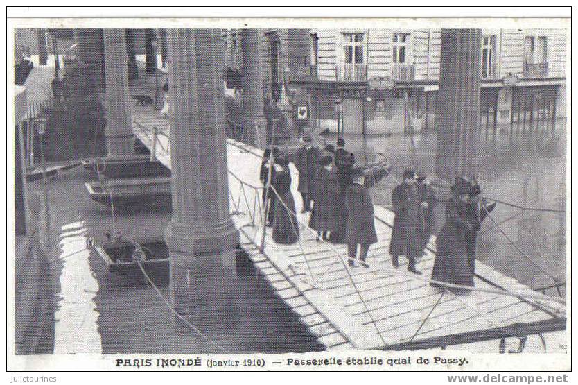 Paris Anondé(janvier 1910) Passerelle établie Quai De Passy Cpa Bon état - Überschwemmungen