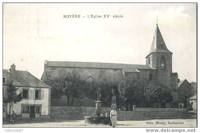 23 - CREUSE - ROYERE - PLACE De L'EGLISE ANIMEE - FONTAINE - BELLE CARTE - Edit. BAUDY - Royere