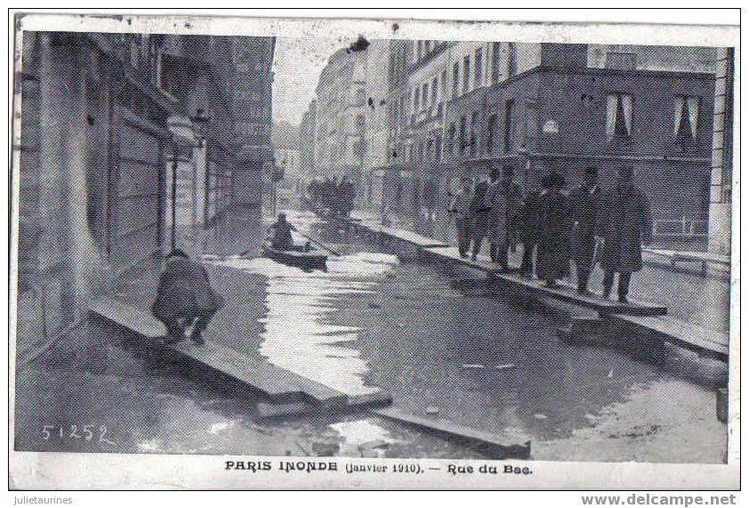 Paris Anondé(janvier 1910) Rue Du Bac Cpa Bon état - Inondations