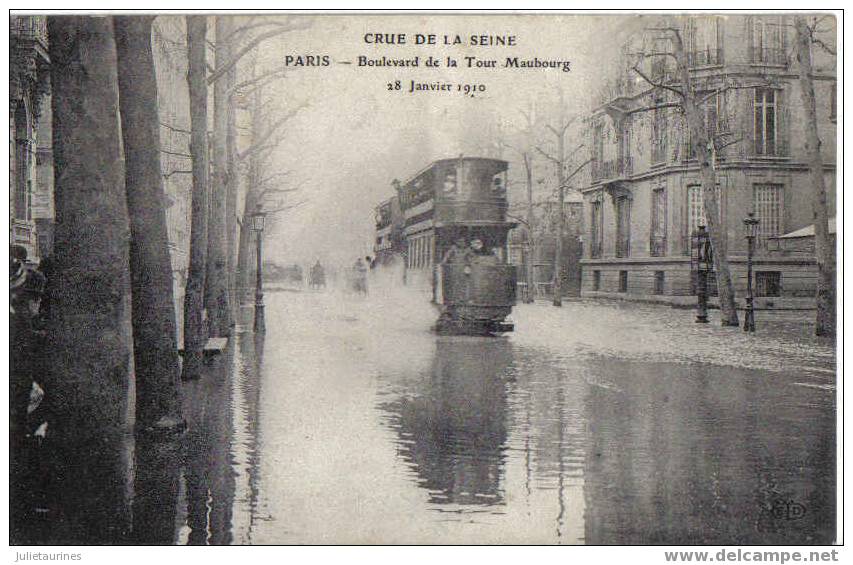 Paris Anondé(janvier 1910) Boulevard Et La Tour Maubourg Cpa Bon état - Inondations