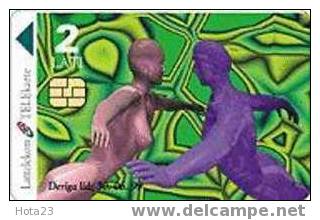 D -009 Latvia , Lettonia , Lettland  ADVERTISING - Dancing Figures - 2 Lats -1998y Used Phonecard - Lettland