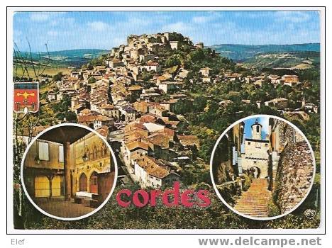 CORDES (Tarn) Vue Générale ,  Place De La Halle ; Escalier Pater Noster ; TB - Cordes