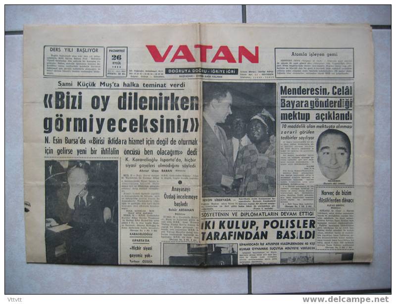 VATAN, 1960 : Quotidien De Turquie - Revues & Journaux