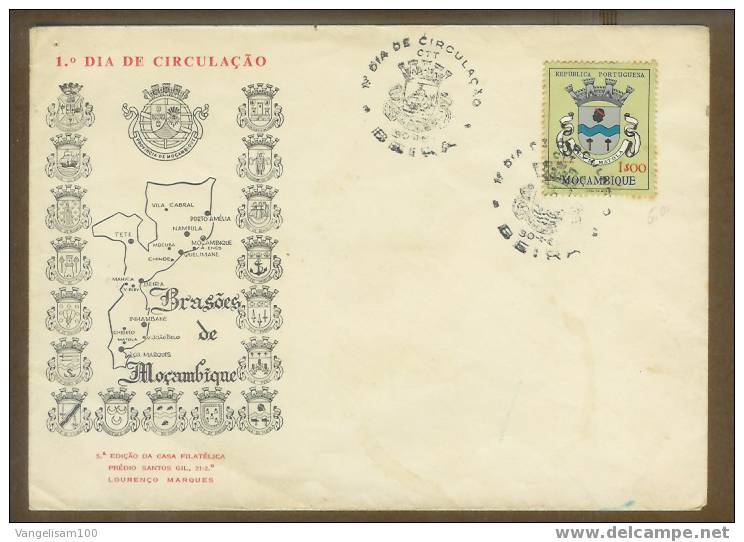 MOZAMBIQUE 1960 FDC DIA DE CIRCULACAO, BEIRA - Omslagen