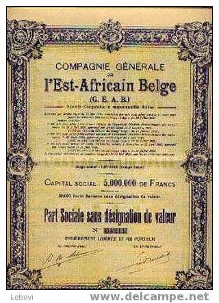 LUVUNGI "Cie Gén. De L´Est-Africain Belge (G.E.A.B.) - Part Sociale - Afrique