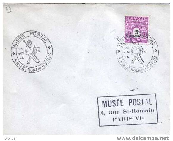 LETTRE OBLITERATION MUSEE POSTAL - Cachets Manuels