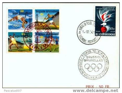 A00022 - Carte Souvenir - Cob E86 1290 - Internationale Socialiste - 10-10-1964 - Jeux Olympique De Tokyo - Ete 1964: Tokyo