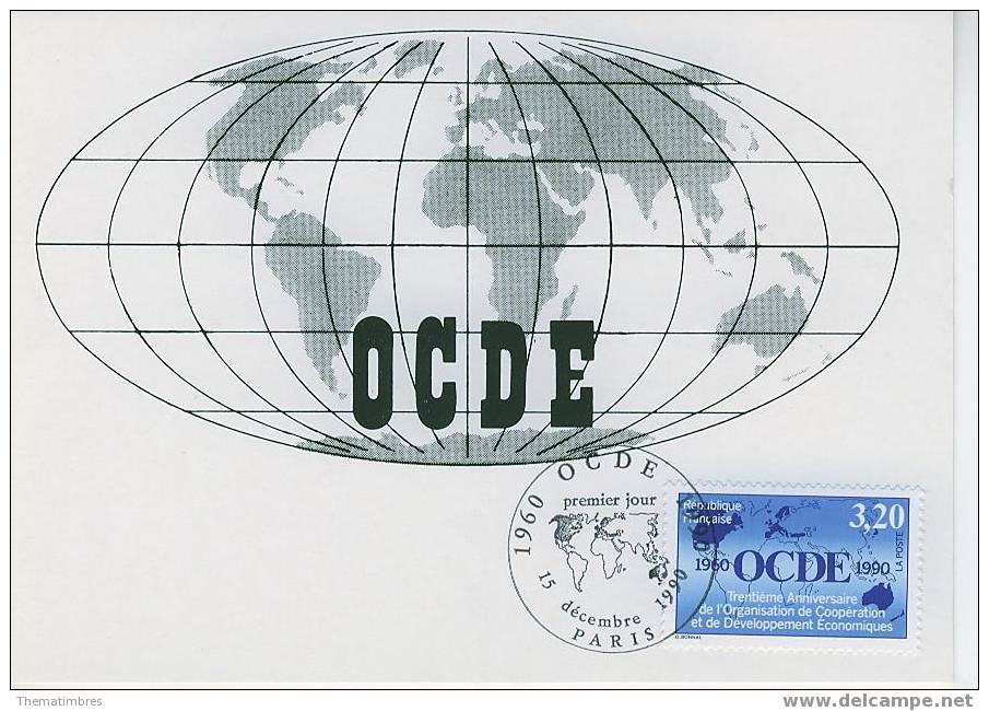 CM1210 OCDE Organisation De Cooperation Et De Developpement Economiques 2673 France 1990 FDC Premier Jour Maximum - Otros & Sin Clasificación