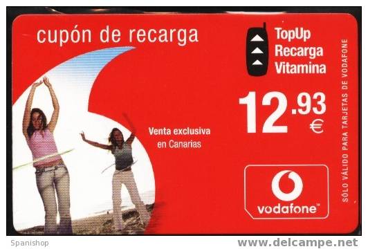 VOD-010/1 Cupon De Recarga 12,93€. Cad. 31/12/2005 Exclusiva CANARIAS.Top Up Vitamina. Hula Hop - Vodafone