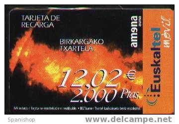 EKR-011 Cupon De Recarga 12,02€-2000 Ptas . Euskaltel - Pais Vasco Planets - Euskaltel