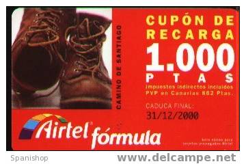 ACR-044/1 Cupon De Recarga 1000 Ptas Botas. Camino De Santiago.  Tu Tarjeta - Con S.A. - Airtel