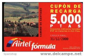 ACR-046/1 Cupon De Recarga 5000 Ptas Campo.Camino De Santiago.  Tu Tarjeta - Con S.A. - Airtel