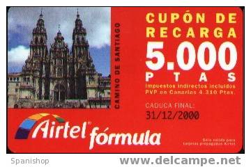 ACR-047/1 Cupon De Recarga 5000 Ptas Catedral.Camino De Santiago.  Tu Tarjeta - Con S.A. - Airtel