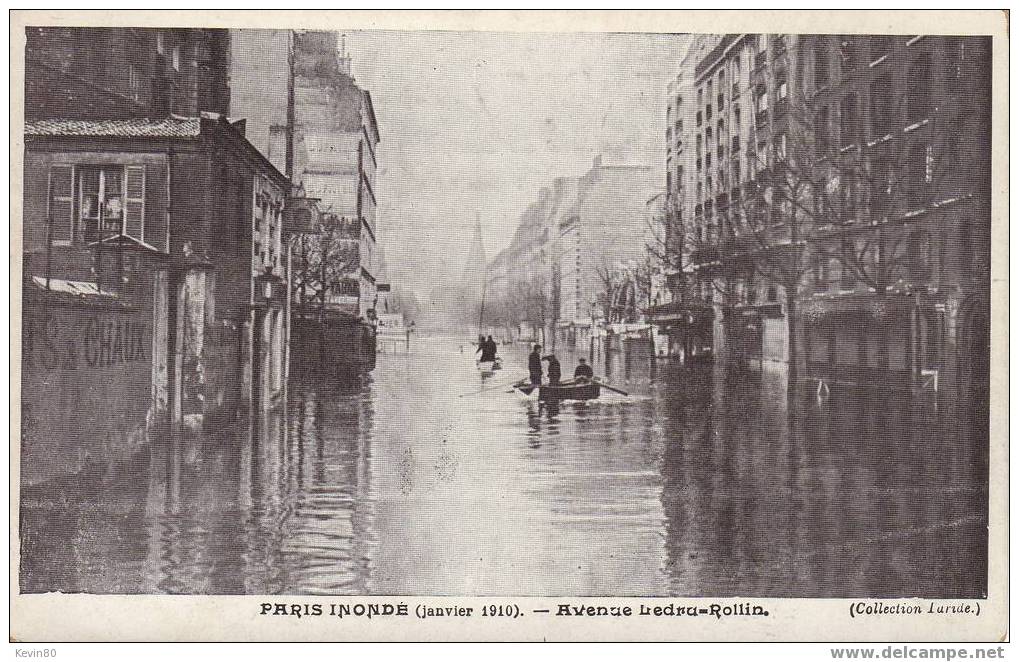INONDATIONS PARIS INONDE (Janvier 1910) Avenue Ledru Rollin Cpa Animée - Überschwemmungen