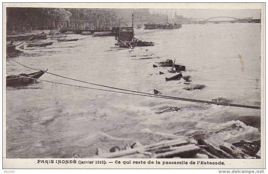 INONDATIONS PARIS INONDE (Janvier 1910) Ce Qui Reste De La Passerrelle De L´Estacade - Overstromingen