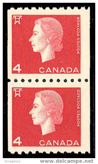 Canada (Scott No. 408 - Elizabeth) [**]  Timbre Roulette / Coil Stamp (Paire / Pair) - Ongebruikt