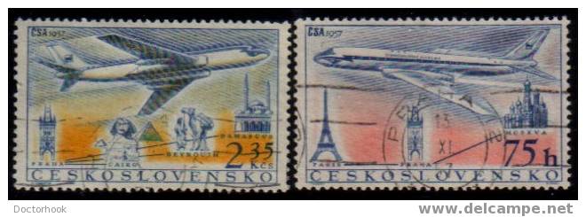 CZECHOSLOVAKIA   Scott   #  C 45-6   VF USED - Airmail