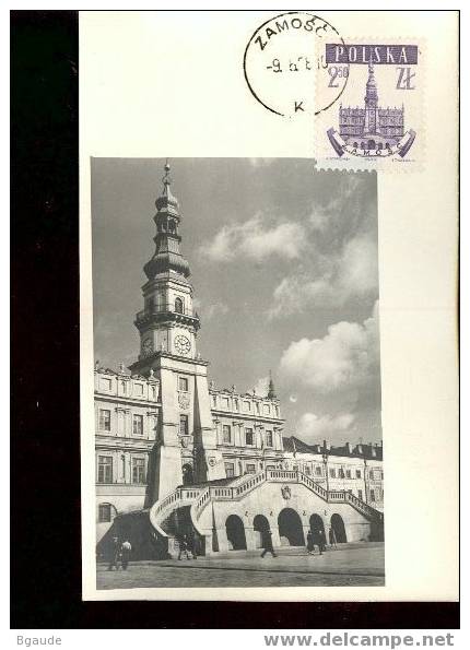 POLOGNE CARTE MAXIMUM NUM.YVERT  927  ZAMOSE HOTEL DE VILLE - Cartes Maximum