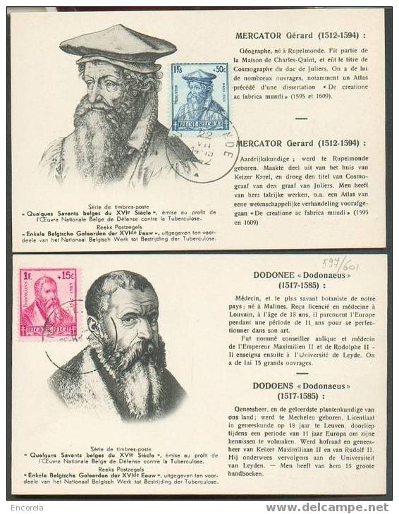 Série SAVANTS (Poortman) N°597/601 S/5 Cartes Maxima Avec Obl. Diverses.  TB - 1759 - Astronomie