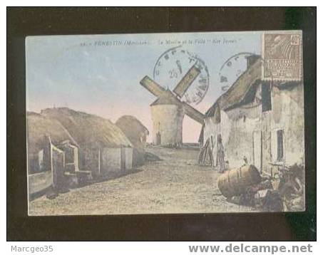 56 Pénestin Le Moulin & La Villa Ker Joyeux édit.nozais N°32 Couleur Belle Carte De Moulin à Vent Chaumière - Pénestin