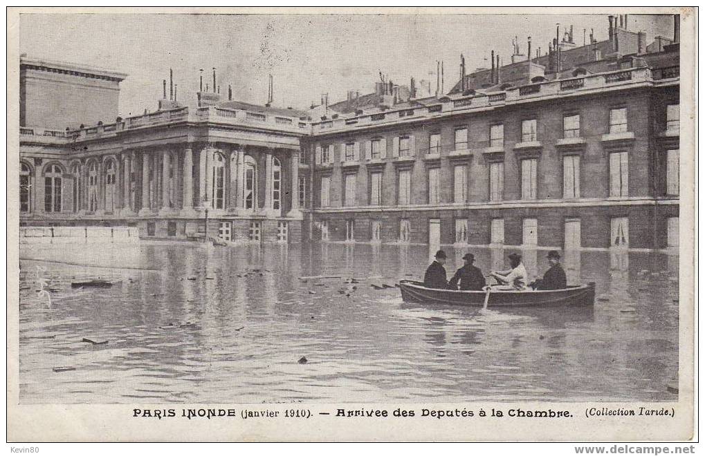 INONDATIONS PARIS INONDE (Janvier 1910) Arrivée Des Deputés à La Chambre  Cpa Animée - Overstromingen