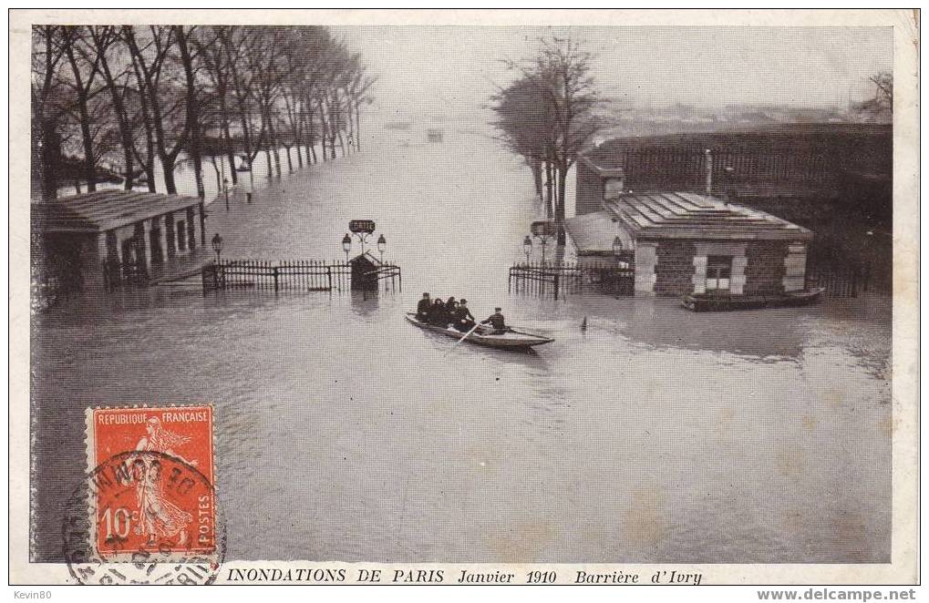 INONDATIONS PARIS INONDE (Janvier 1910) Barriére D'Ivry Cpa Animée - Overstromingen