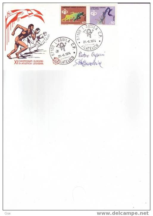 ITALIA 1974 - FDC - Yvert 1180/91 - Campionati Europei Di Atletica Leggera - Atletica