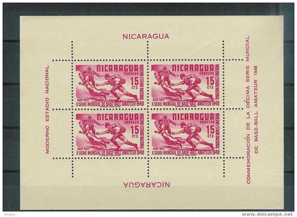 P27 Rare Bloc Neuf ** 1948 NICARAGUA Theme Base-Ball - Baseball