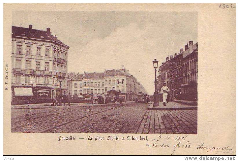 SCHAERBEEK = La Place Liedts = Belle Carte Animée (E. V.)  1901 - Schaarbeek - Schaerbeek
