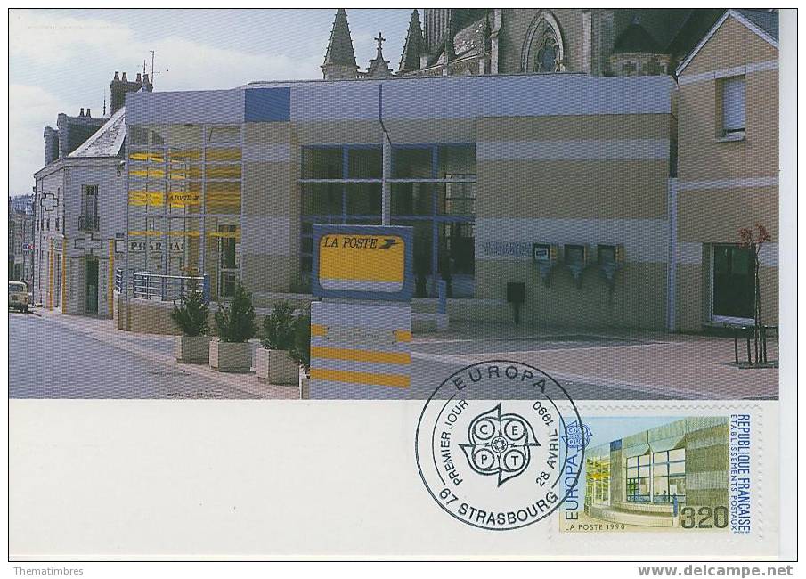 CM1172 Europa Bureau De Poste Strasbourg 2643 France 1990 Premier Jour FDC Maximum - 1990