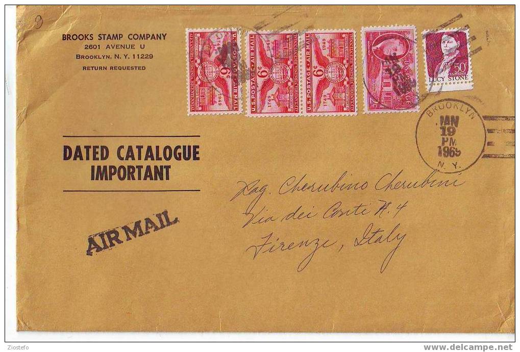 H9 19/1/1969 Da Brooklyn Air Mail - Lettres & Documents