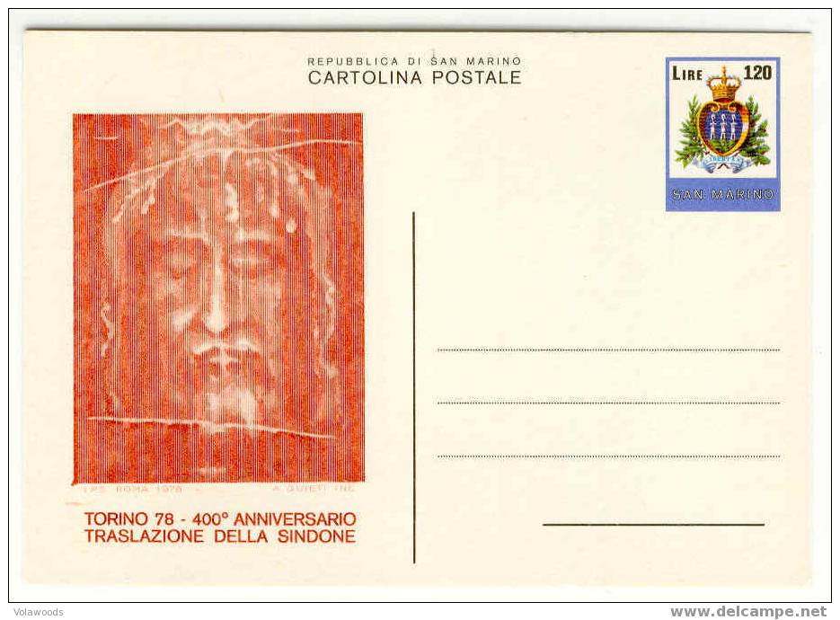 San Marino - Cartolina Postale In Serie Completa Nuova: Sacra Sindone - Cristianismo