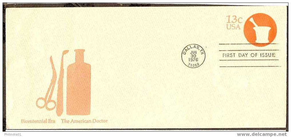 USA 1976 MEDICINE, DOCTORS TOOLS PRE STAMPED ENVELOPE # 6531 - Other & Unclassified