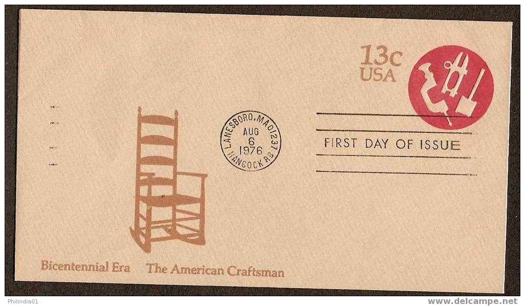 USA 1976 ART, CRAFTSMAN TOOLS PRE STAMPED ENVELOPE # 5330 - 1961-80