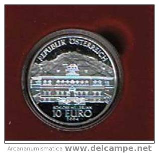 AUSTRIA 10 EUROs PLATA/SILVER S/C  UNC 2004  En Cartera SCHLOSS HELLBRUNN  DL-105 - Oostenrijk