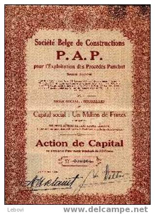 BRUXELLES "Soc. Belge De Construction P.A.P. Pour L´exploitation Des Procédés Pauchot SA" - Action De Capital - Industrial