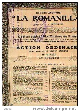 BRUXELLES  "SA La Romanilla" - Action Ordinaire- Capital : 10.000.000 Fr - Petróleo