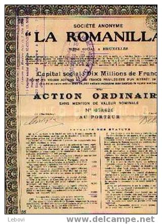 BRUXELLES  "SA La Romanilla" - Action Ordinaire- Capital : 10.000.000 Fr - Aardolie